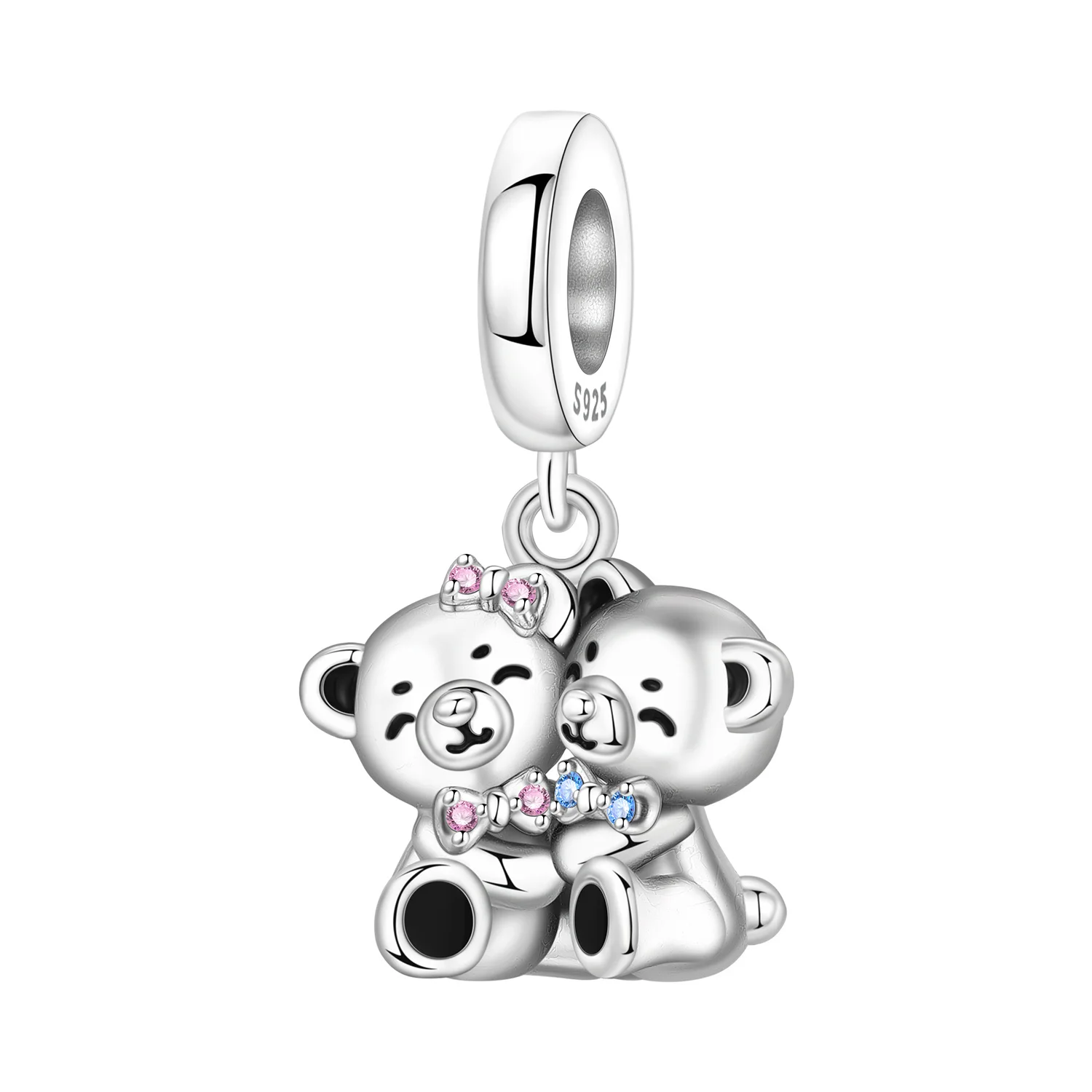 

Cycuff 925 Sterling Silver Embracing Little Bear Animal Pendant Beads Original Pendants Bracelet Charm Jewelry Party DIY Gifts