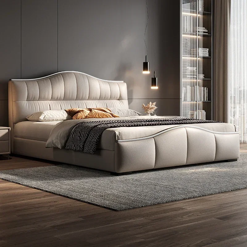 

Luxury Design Sleeping Princess Bed Queen Bedroom Letto Matrimoniale Furniture Leather Modern Simple Bed Italian Minimalist home