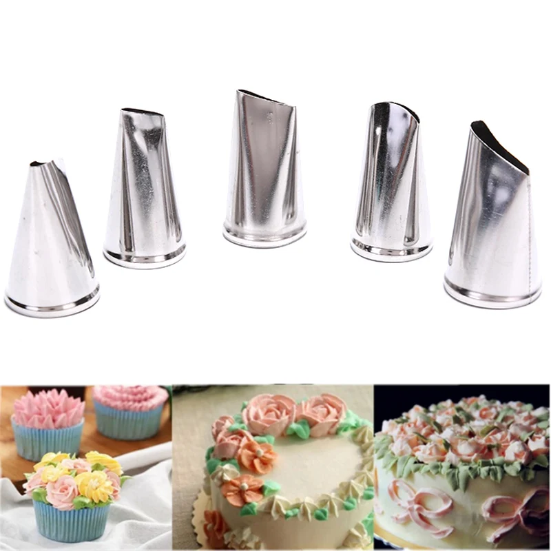 

（Summer6）5 Pcs/Set Rose Petal Cream Piping Tips Nozzle Cake Pastries Cupcake Decoration