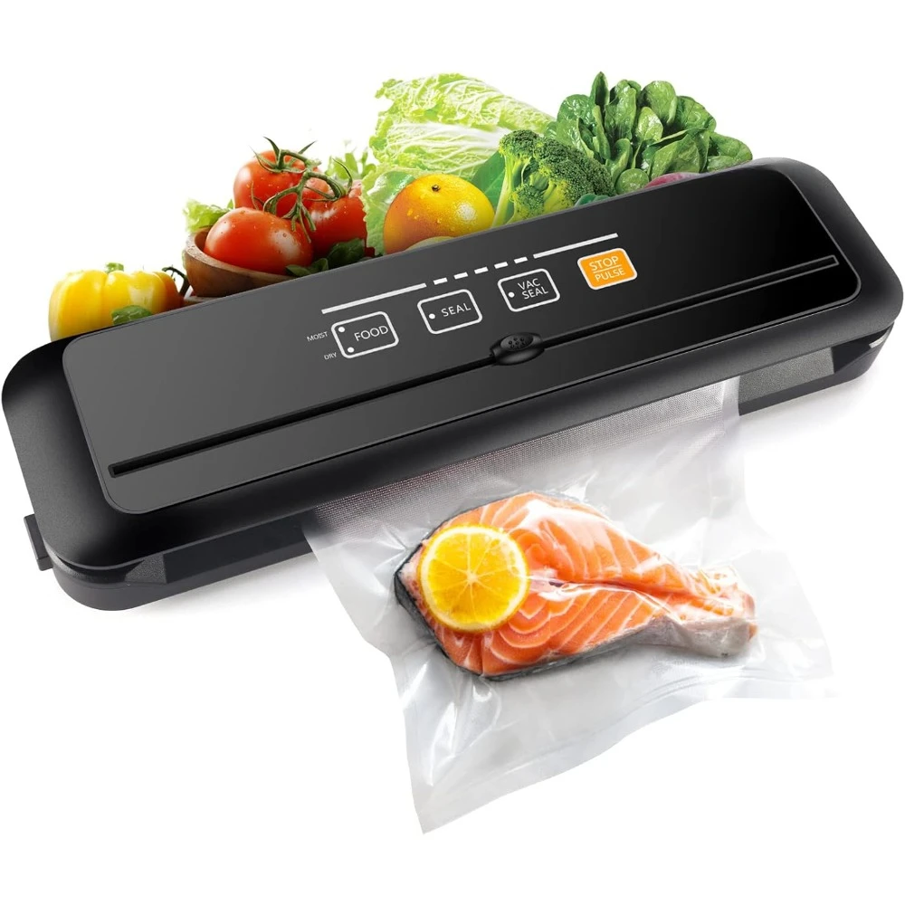 Vacuum Sealer Machine, 90Kpa Built-in Cutter Starter Kit, Dry & Moist Food Preservation Pulse Mode, Automatic Vacuum Food Sealer