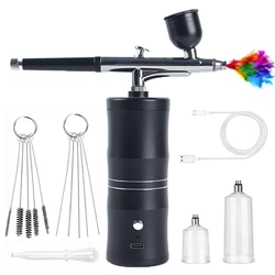 Portable Rechargeable Wireless Airbrush With Compressor Single Action Spray Gun For Face Beauty Nail Art Tattoo Craft Cake Paint