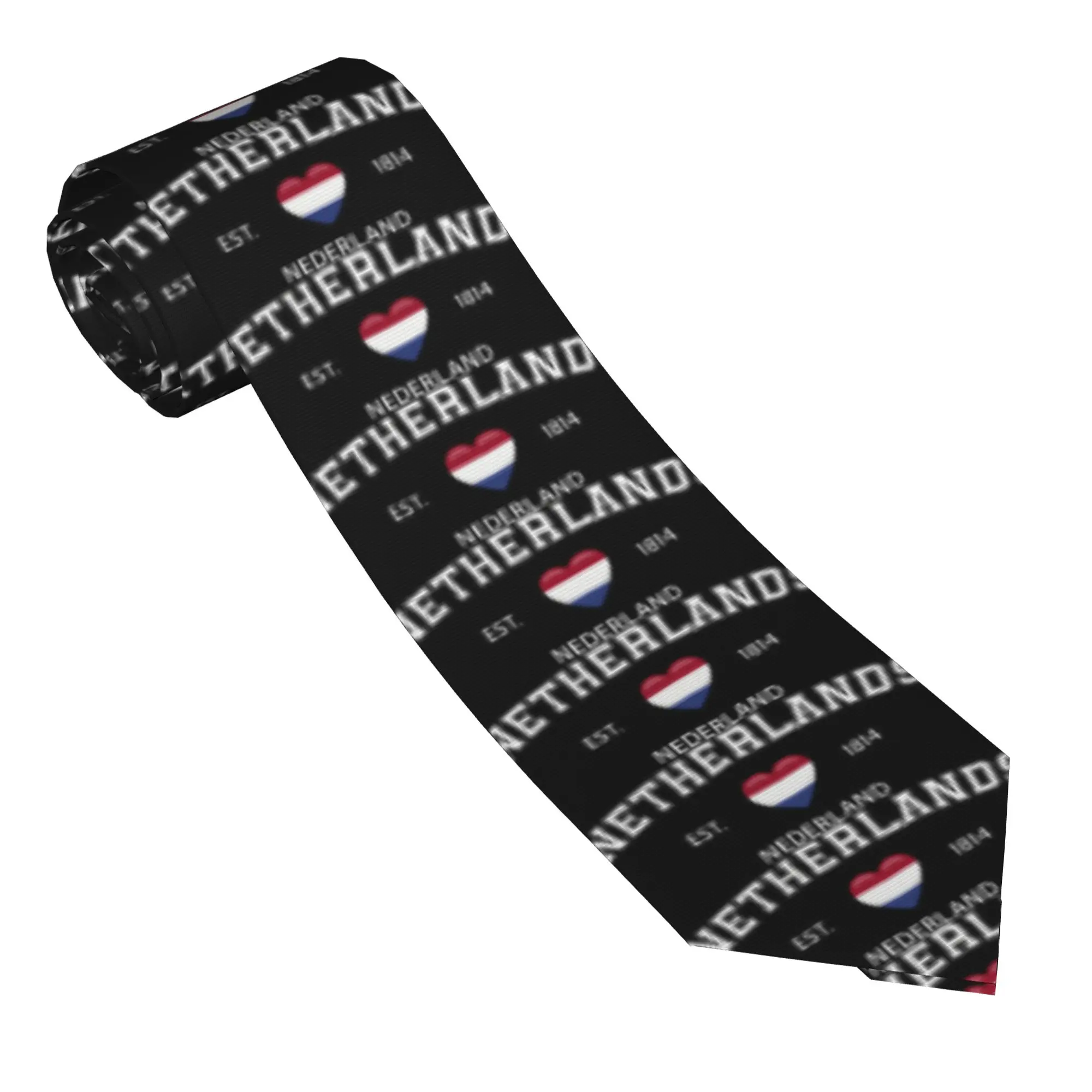 Netherlands Flag Heart Tie  Graphic Neck Ties Cool Fashion Collar Tie Men Women Cosplay Party Necktie Accessories