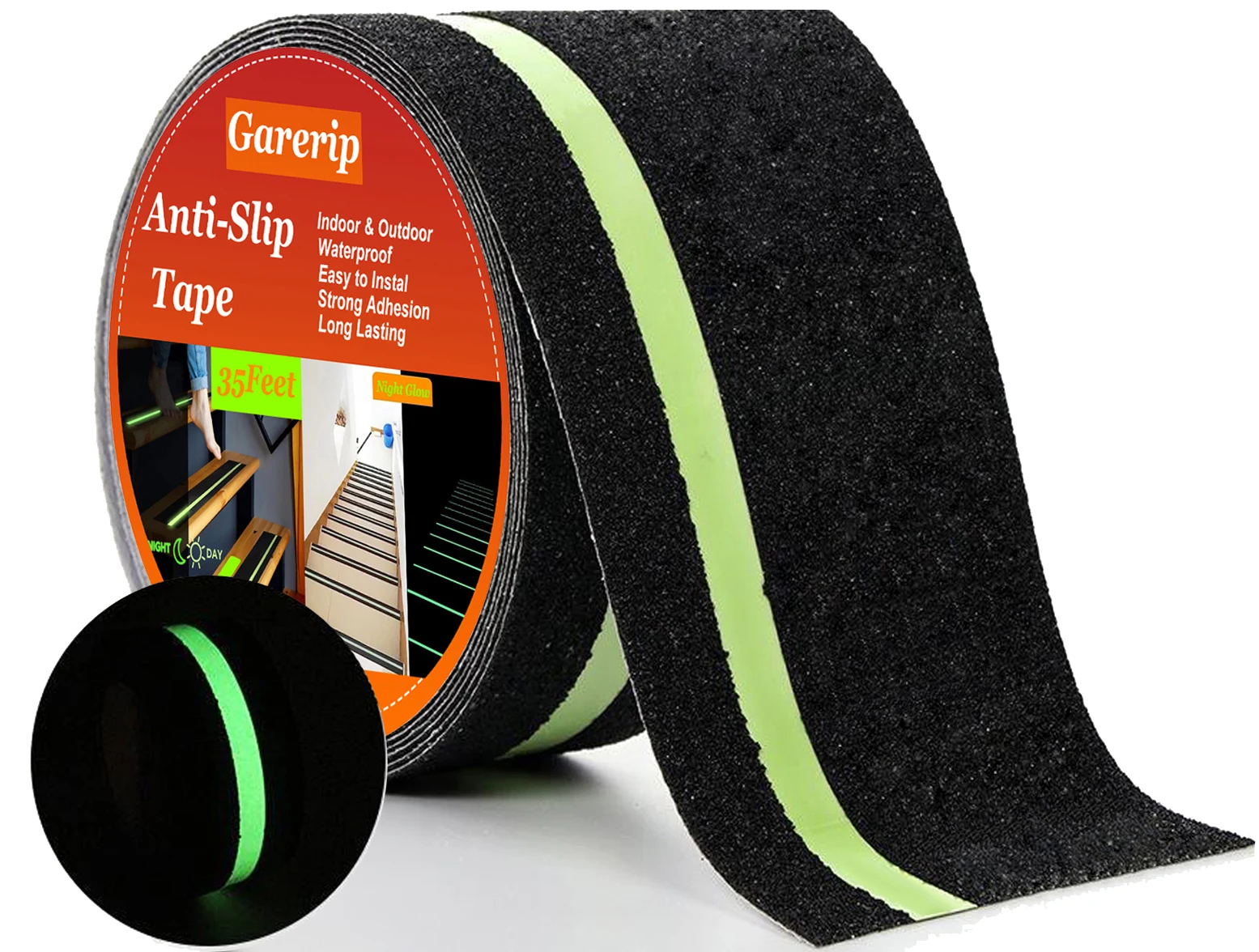 

Luminous Safety Anti-Slip Tape, Glows in the Dark, 10cm X 10.6m Roll, Black Anti-Slip Tape for Indoor/Outdoor Stairs, Ladders, Swimming Pools, Bathtubs, Boats, Steps, Safety Anti-Slip Tape