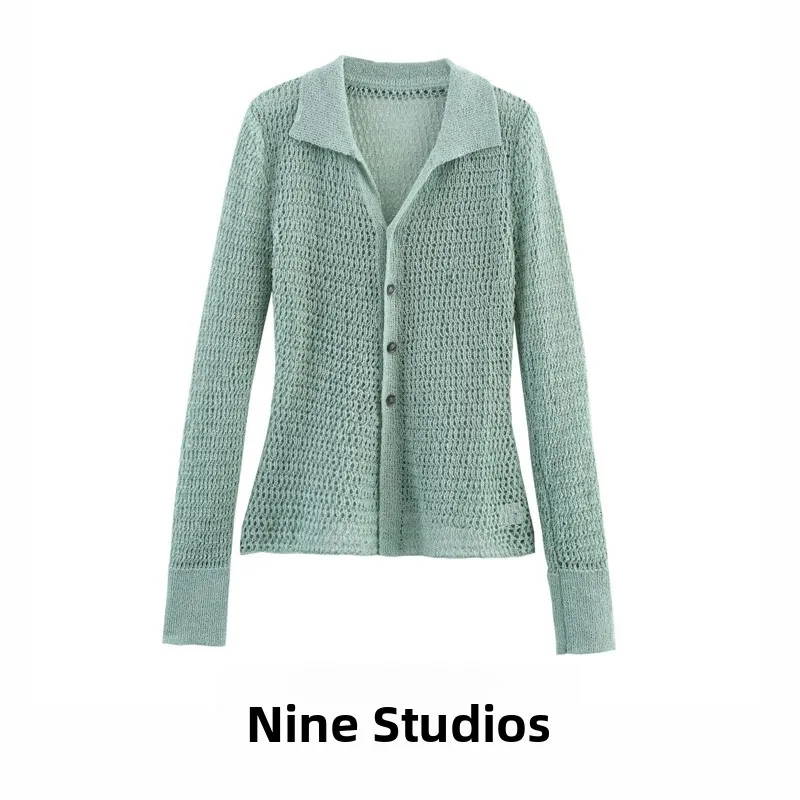 

NINE ZA Women's Long Sve Knitted irt Ne Splicing Slim Fit Pullover V-ne Color Commute Sle Faion