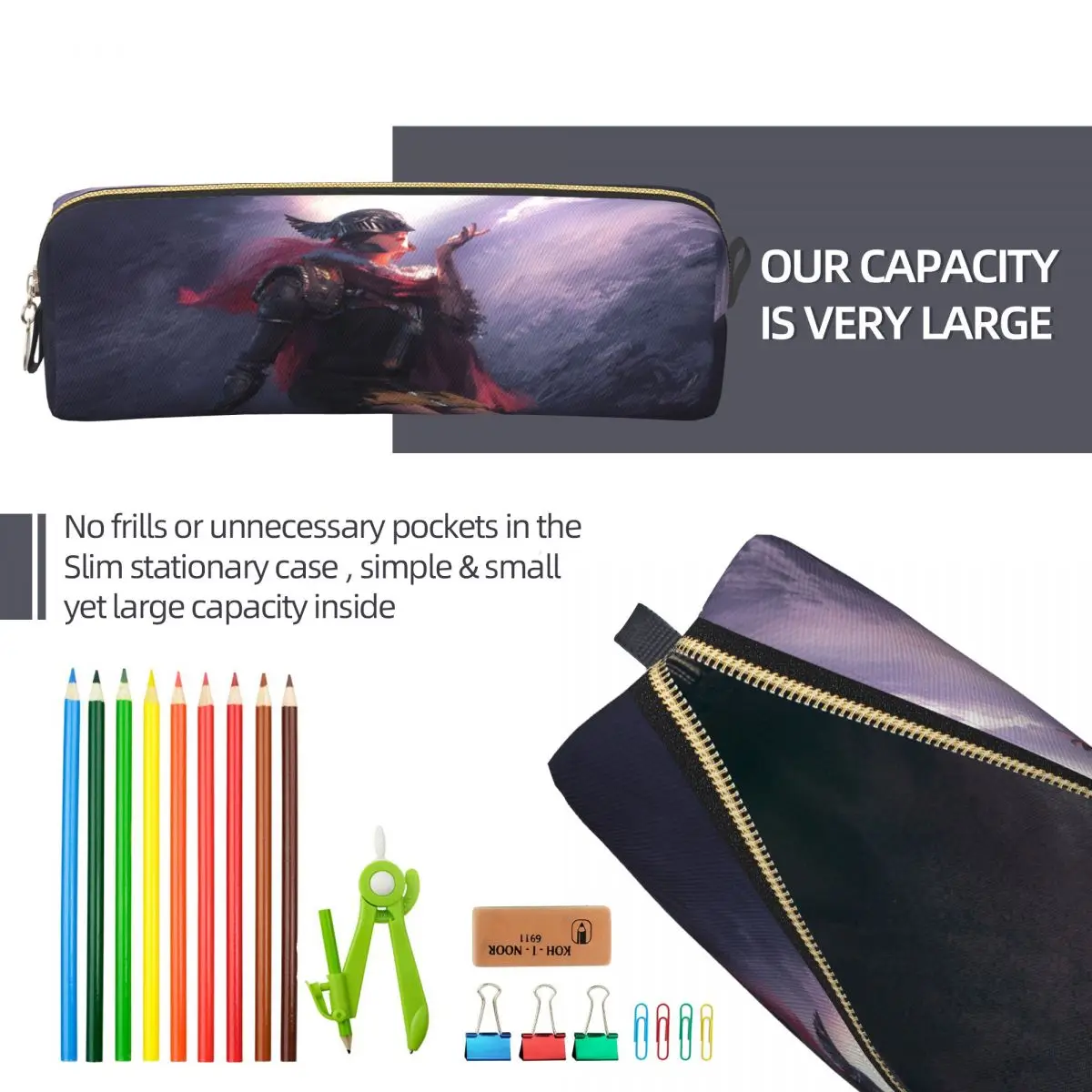 Piórnik Lovely The Blind Valkyre Elden Ring dla graczy, duża pojemność, torba na długopisy dla dziewczyn i chłopców, artykuły szkolne dla uczniów.