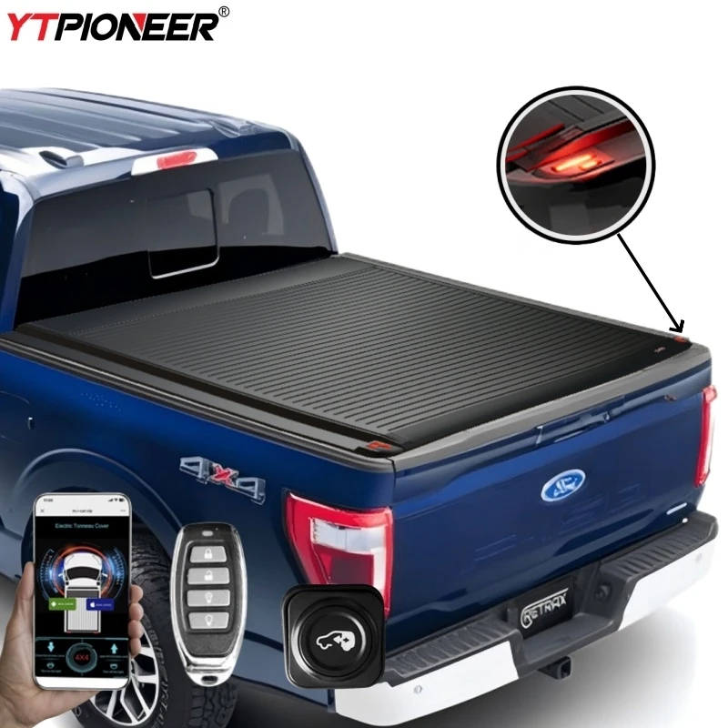 

2017 2018 2021 2023 Ford F150 Алюминиевая роликовая крышка Автоматическая выдвижная жесткая задняя крышка багажника Чехлы Tonneau Чехлы для кровати