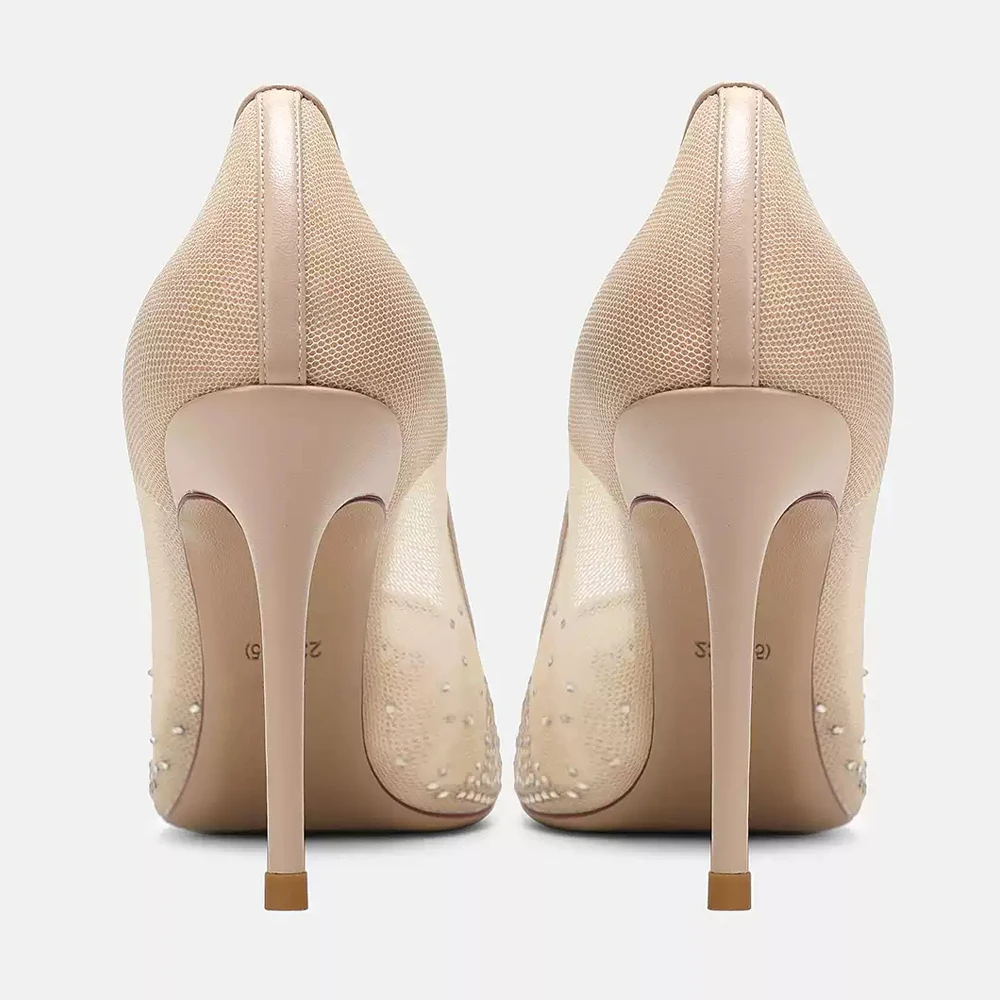 حذاء FWRD نسائي بكعب ستيليتو شبكي بمقدمة مدببة من حجر الراين، أنيق ومريح لحفلات الزفاف والحفلات # FWRD000323 #6