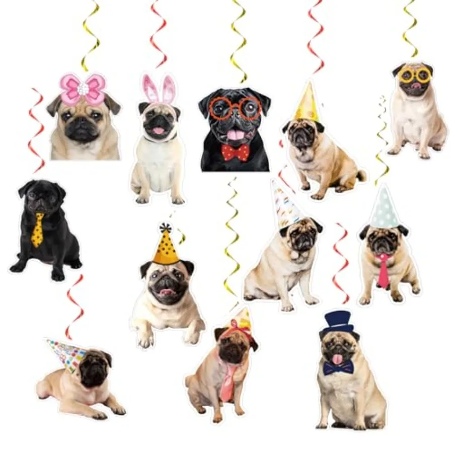 24 قطعة الصلصال الكلب زينة معلقة الصلصال معلقة الدوامات السقف الدوامات الصلصال حفلة عيد ميلاد لوازم لزينة حفلة الصلصال
