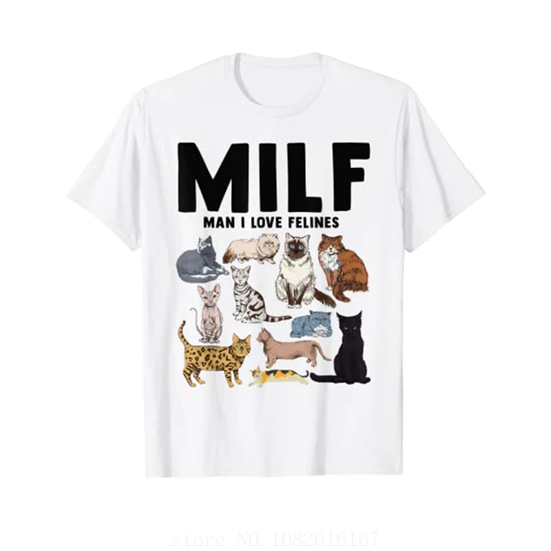 Best Gift Idea for Cat-Mom or Cat-Dad Cute Aesthetic Clothes Graphic Tee Tops MILF Man I Love Felines Funny Cat Vintage T-Shirt