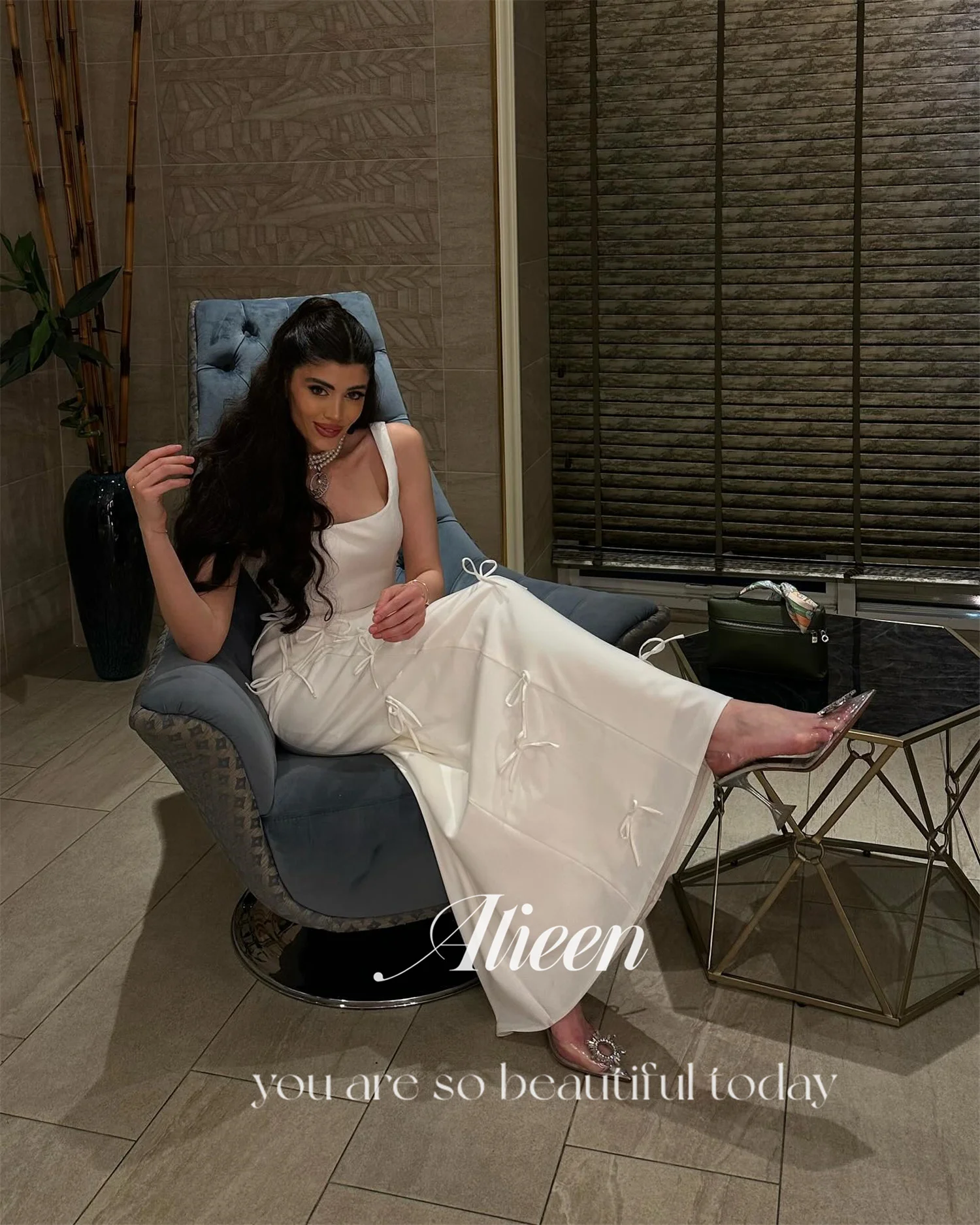 Aileen فساتين سهرة Dresses Gala Luxurious Evening Dresses 2025 Woman Vestidos De Festa Satin Square Leader Customized Grace Prom