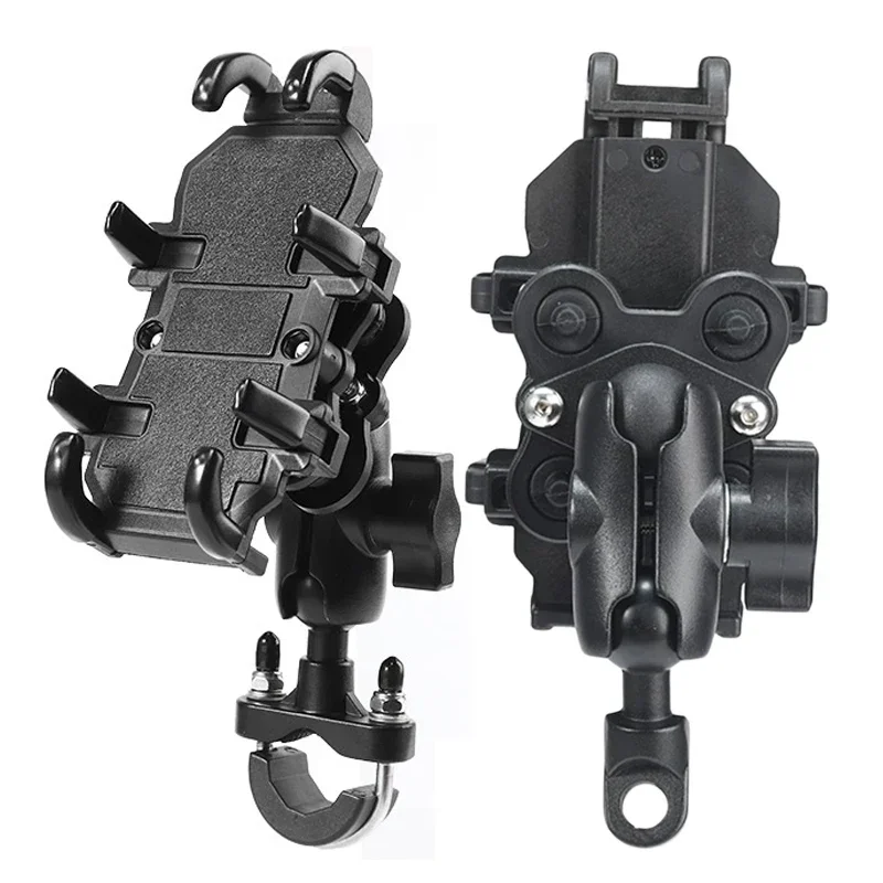 Universal Motorcycle Bike Phone Holder Aluminum Bicycle Riding Handlebar Clamp Rearview Mirror Navigation Bracket GPS Shockproof