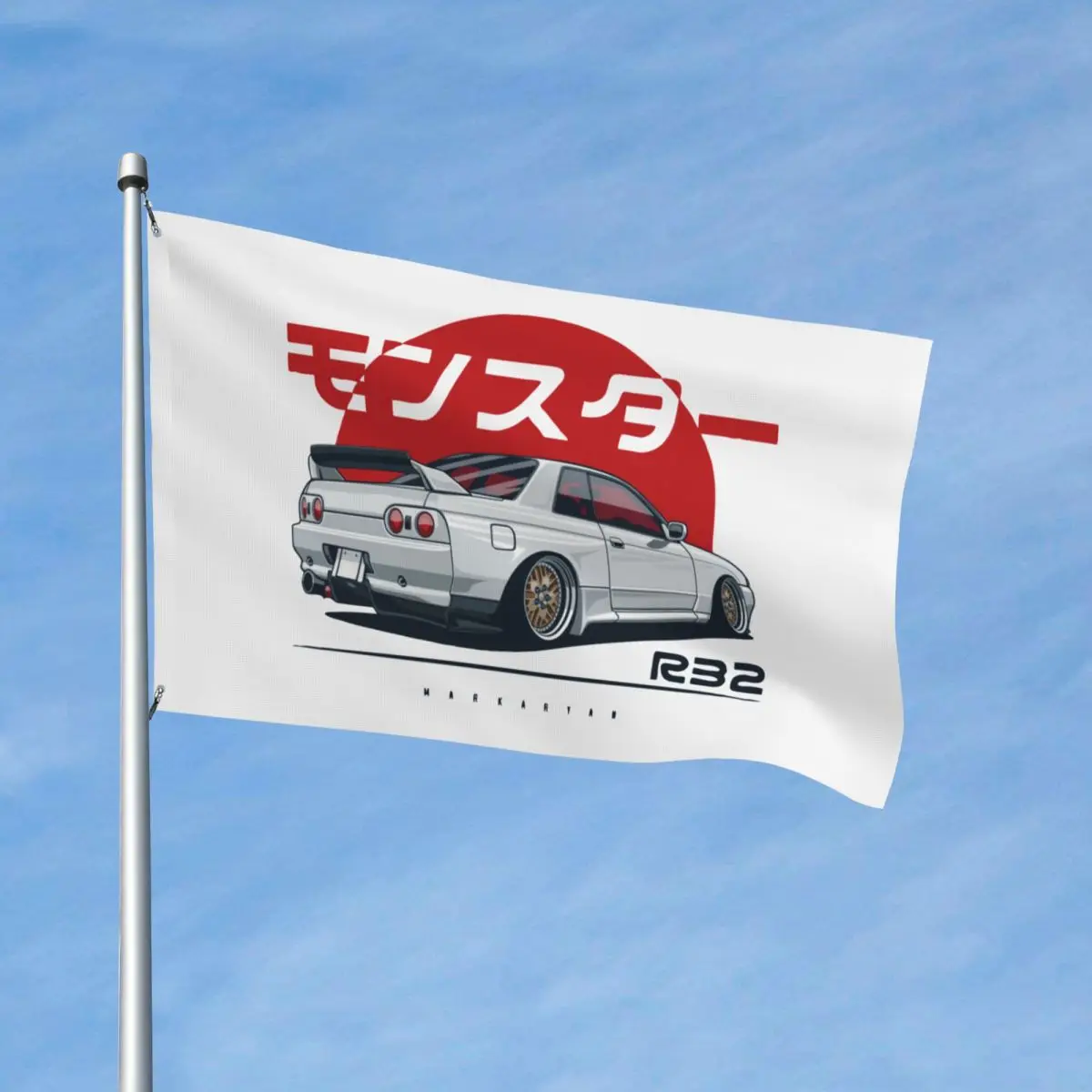 JDM R32 GTR Flags Fade Proof Outdoor Banner Japanese Drift Car 2 Grommets Home Room Dorm Wall Decor