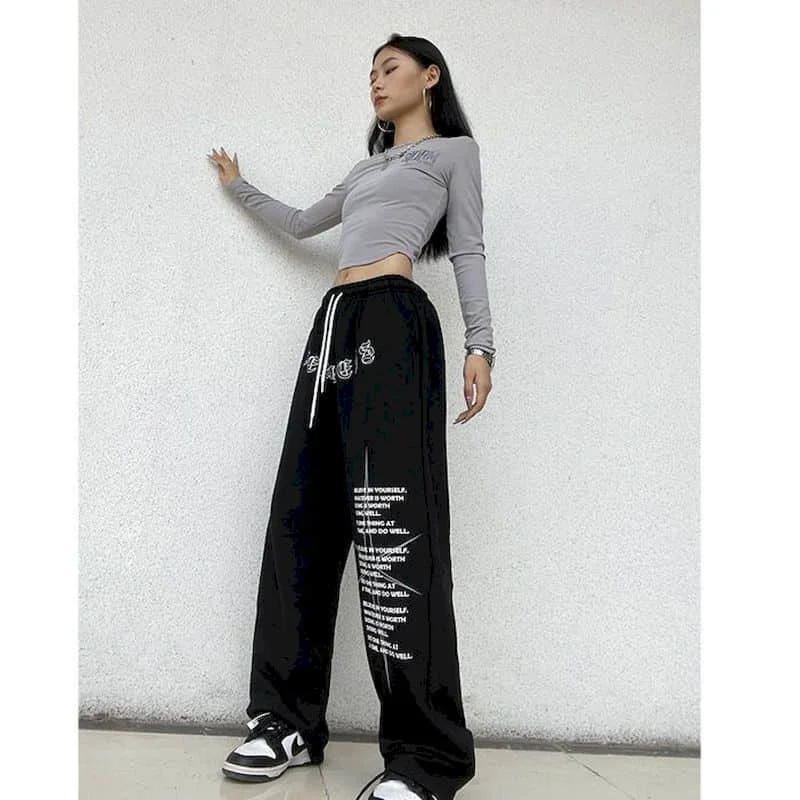 Vintage Women's Pants High Street Pants Wide Leg Pants Korean Fashion Y2k Pants Loose Sporty Sweatpants Women Clothing Trousers