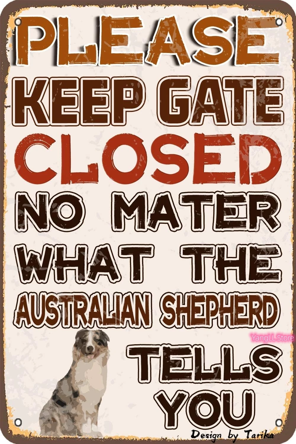 Vintage Tin Sign Australian Shepherd Dog,Home Garden Restaurant Cafe Office Shop Bar Club decoration Wall Tin Sign Posters