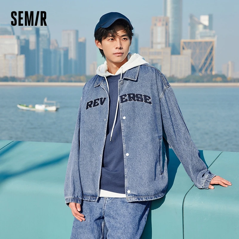 Semir Denim Jacket Men 2023 Spring New Loose Vintage Street Trend Fashion Casual Style Coach Coat