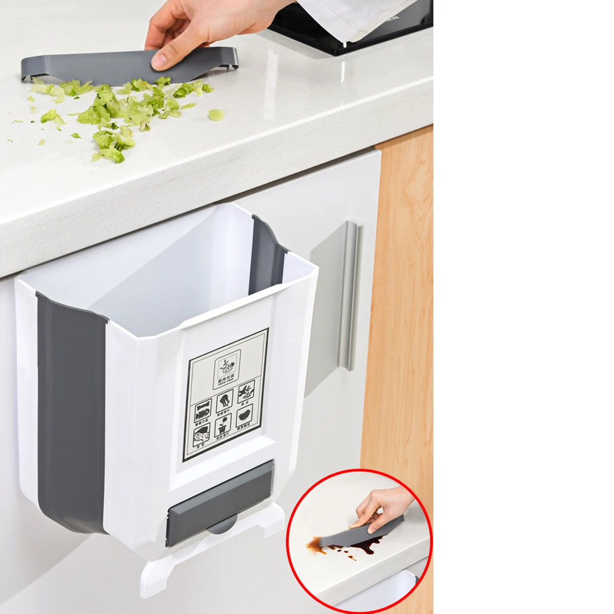 

Container Hanging Trash Can Bin Wastebasket Recycling Kitchen Rubbish Garbage Cans for