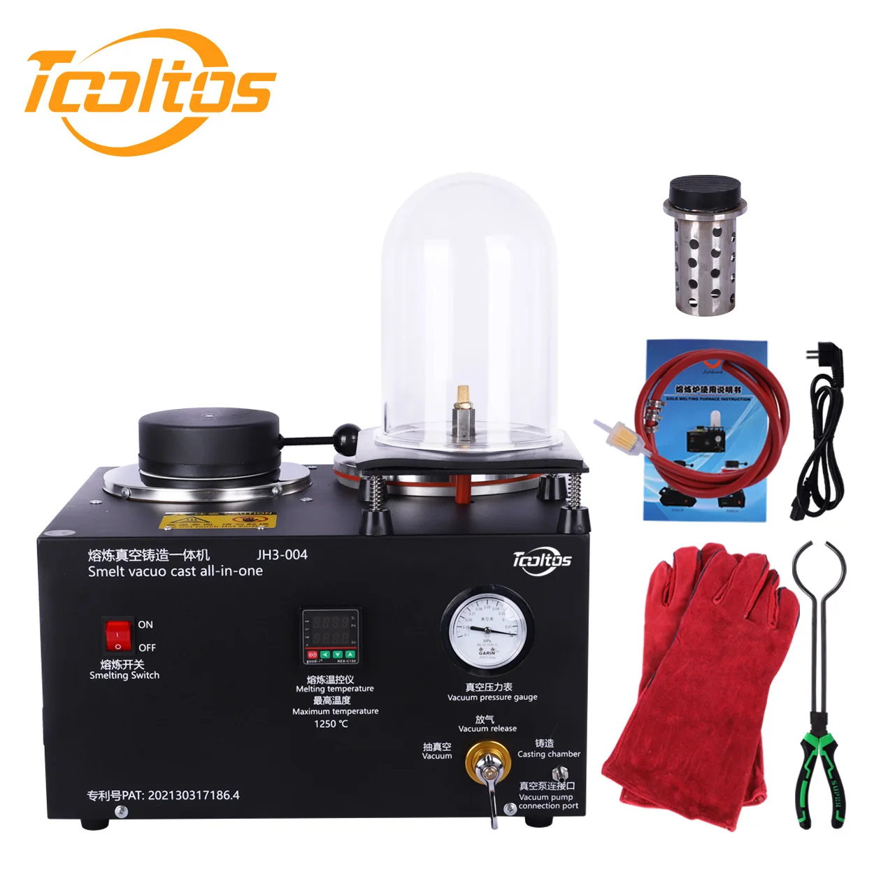 TOOLTOS 1150℃ Digital Metal Casting Furnace Vacuum Gold Silver Melting Machine Jewelry Making Equipment