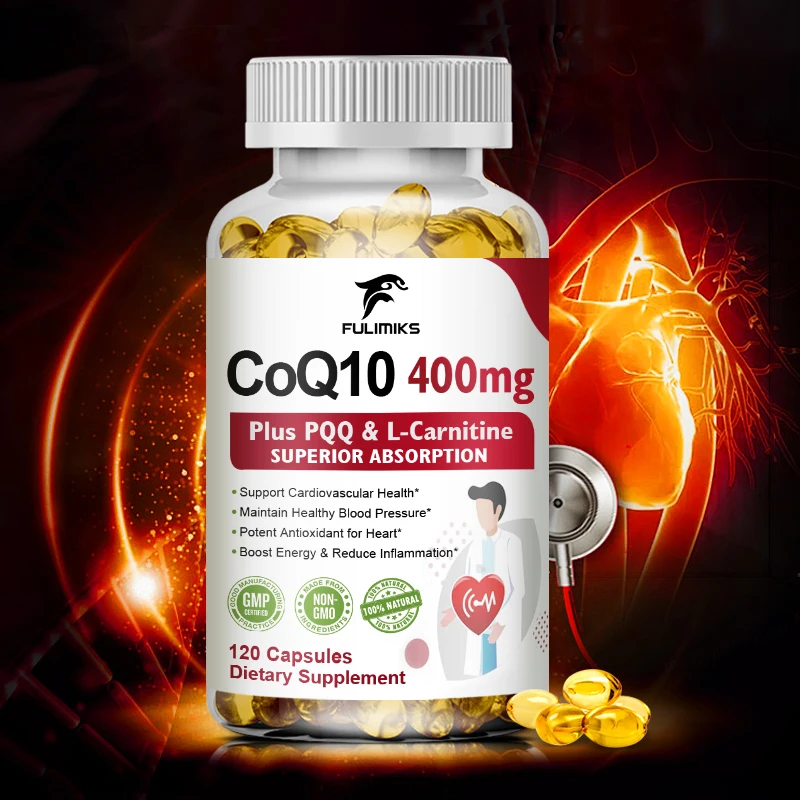 

CoQ10-400mg с PQQ, Omega-3s & L-карнитин, Coenzyme-Q10, поддерживает сердце, мозг, иммунную систему, энергию