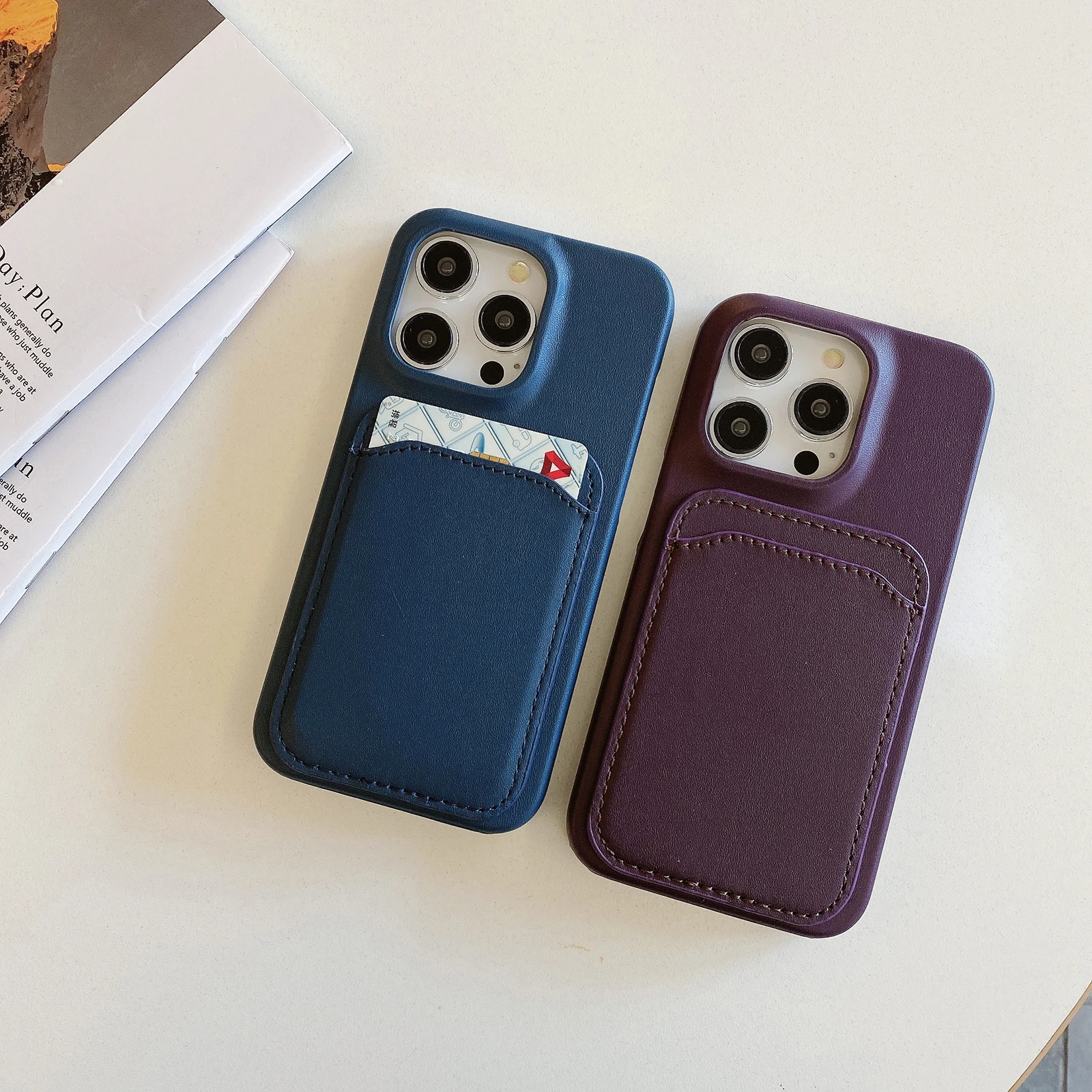 Vertical Cards Solt Leather Wallet Case For Iphone 15 Pro Max 14 Plus 13 12 Mini 11 XR X XS SE2022 7 8 Skin Feeling Bag Cover