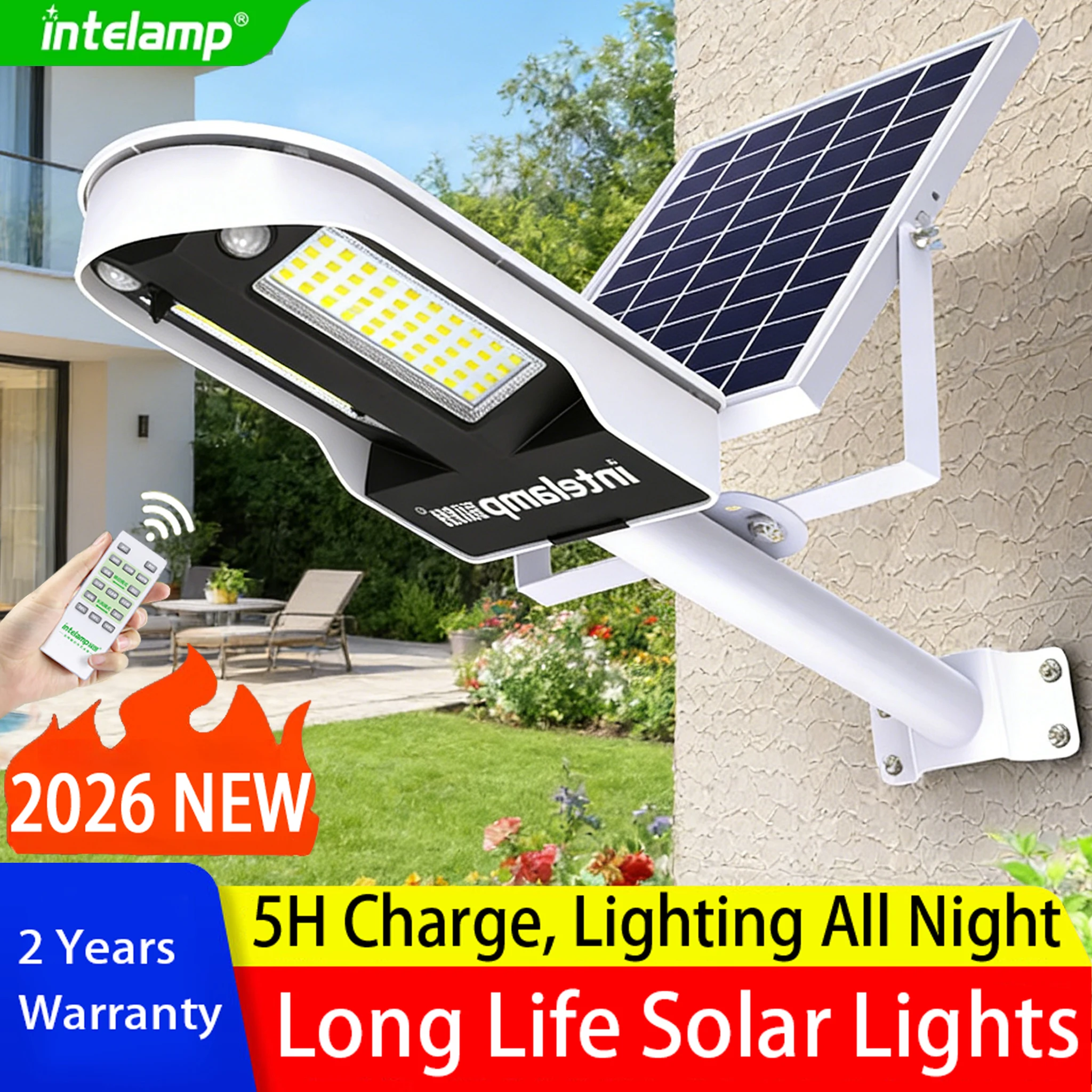 

2026 Powerful Solar Lights Outdoor Motion Sensor Super Bright Wall Lamp IP65 Waterproof Street Light for Garden Yard Path Garage