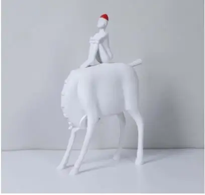 

Minimalist Horse Riding Figure Crafts White Character Resins Sculpture Desk Decoration Ornaments Statue Aesthetic Room Decor