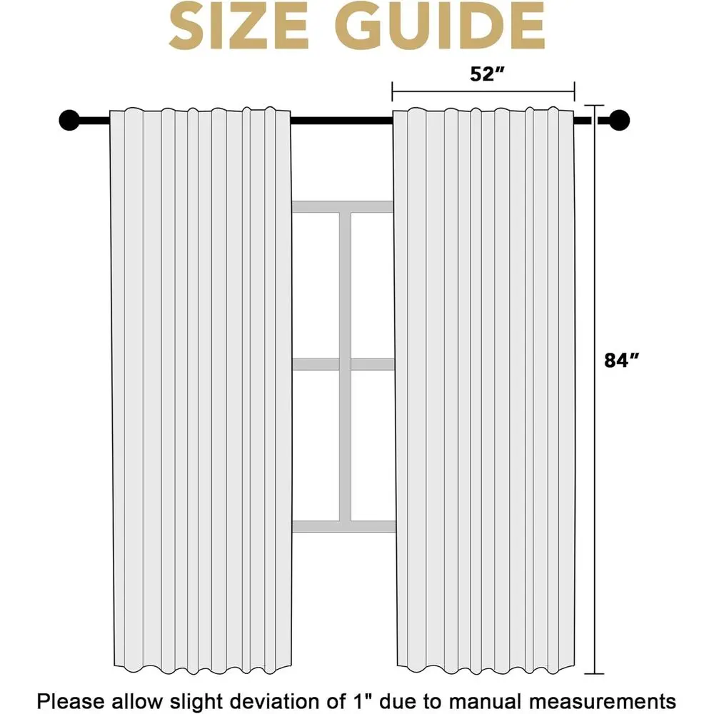 グレーのコーティングが施された完全遮光カーテン84枚、100％遮光、断熱、リビングルーム用2枚セット、ナチュラル
