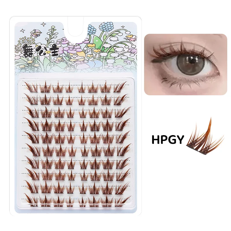 DINGSEN 10 Reihen Natürliche DIY Wimpernbüschel Einzelne Wimpern Anime Falsche Wimpernbüschel Handgefertigte Wimpernverlängerungs-Sets – Detail 23