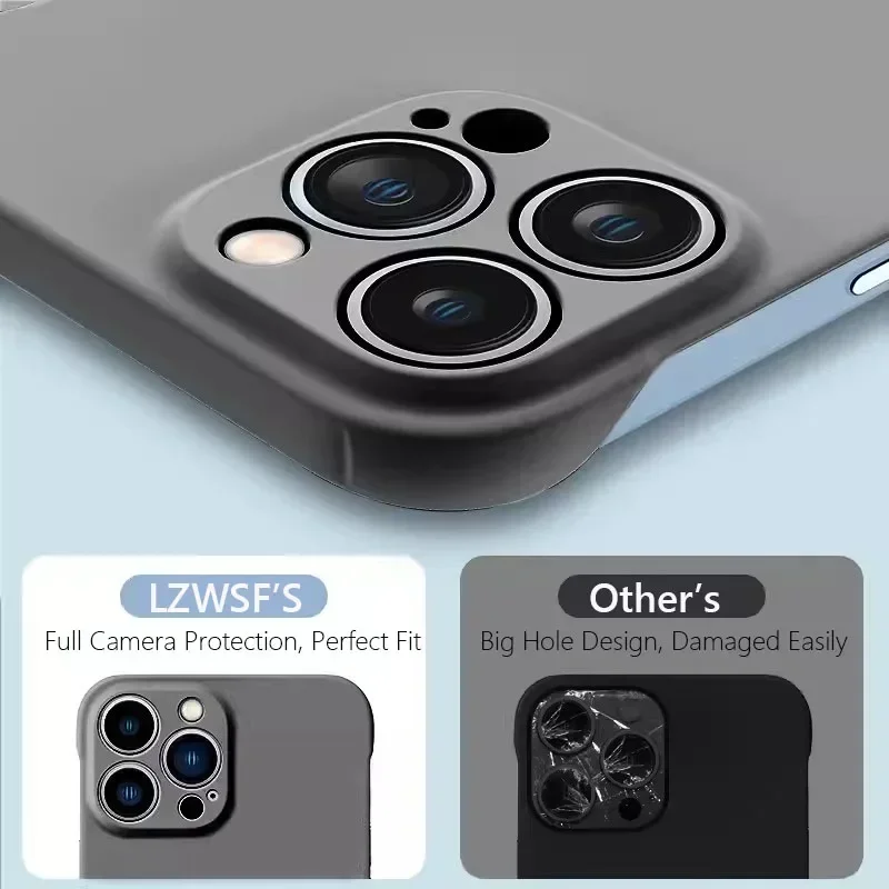 Frameless Slim Matte Hard Back Cover Case For iPhone 17 Air 15 16 13 12 Mini 14 11 Pro Max ShockProof Coque