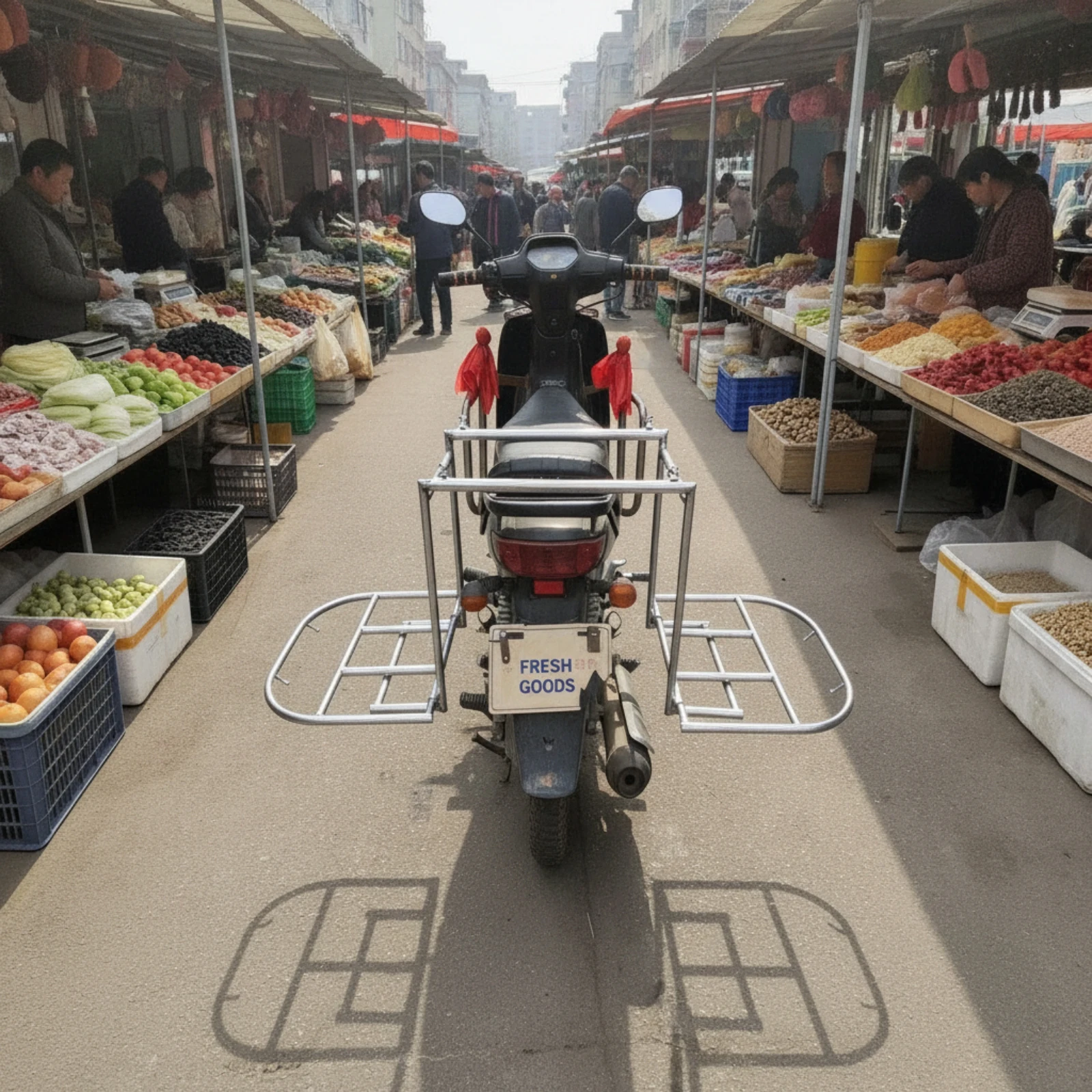 Motorcycle Rear Cargo Rack Adjustable Motorcycle Carrier with Side Platforms Rear Cargo Rack Cylindrical Silver