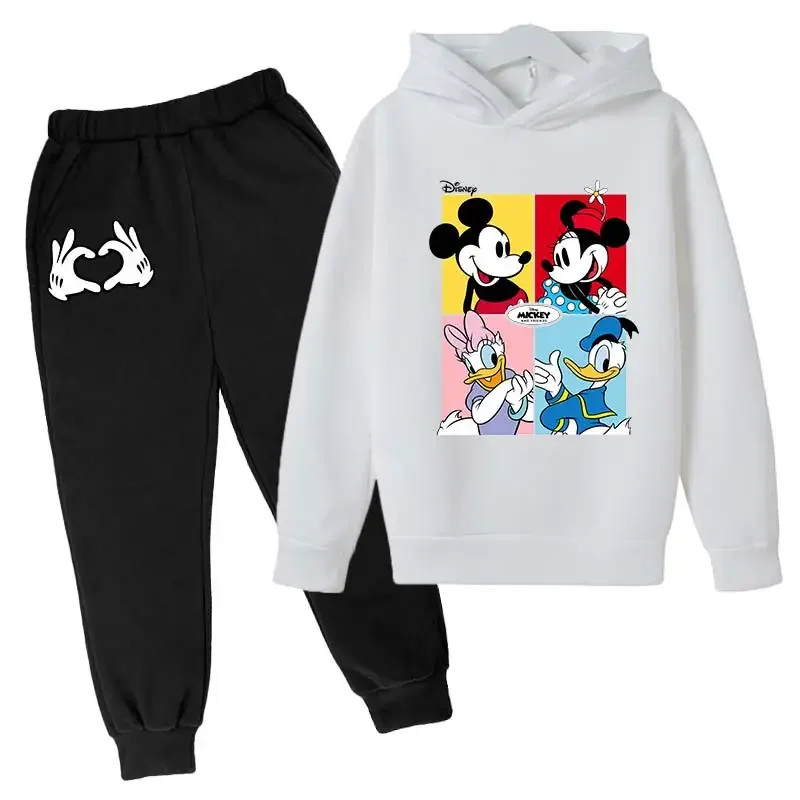 Disney Girls Clothes Mickey Kids Outfit Set Donald Duck Minnie Hoodies Sets boys Tops Pants Suits 4-14 Y sports Suits Hoodies