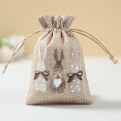 6Pcs Easter Linen Gift Bag Bunny Candy Cookie Packing Bag Spring Easter Party Favor Supplies Kids Candy Gifts Easter Decor 2025
