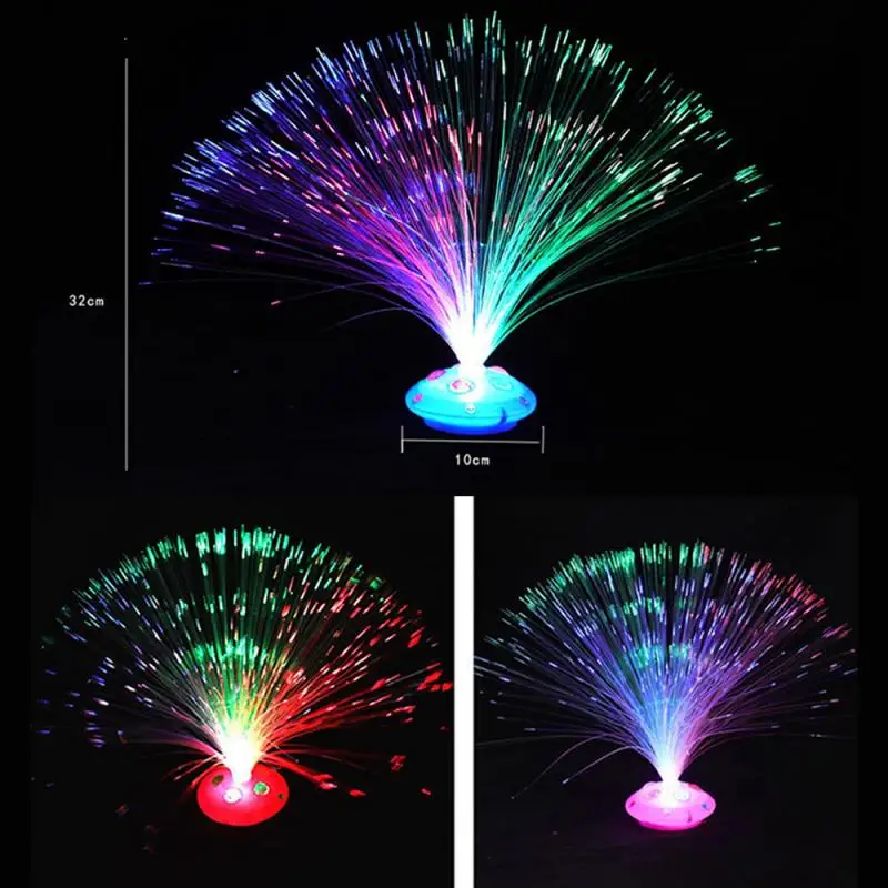 Luz LED nocturna de estrella completa creativa, luz nocturna intermitente colorida, gema/Base lisa, lámpara de fibra óptica para dormitorio y sala de estar