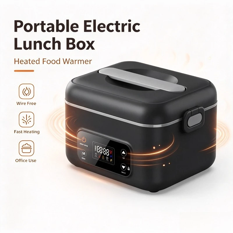 Wireless Electric Heating Lunch Box Portable No Water Injection Food Warmer Bento Box for Office Working People