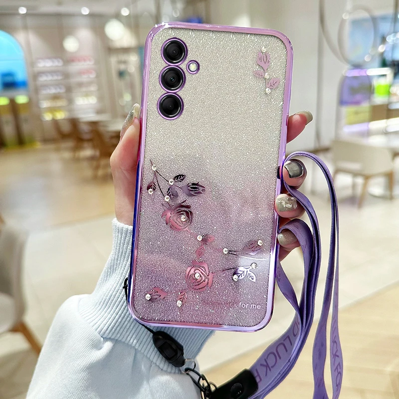 Silicone Phone Case Lanyard For Samsung Galaxy M06 M17 M54 M53 M34 M15 M07 M55 M14 M23 M05 M52 M35 5G Soft TPU Cover Cases