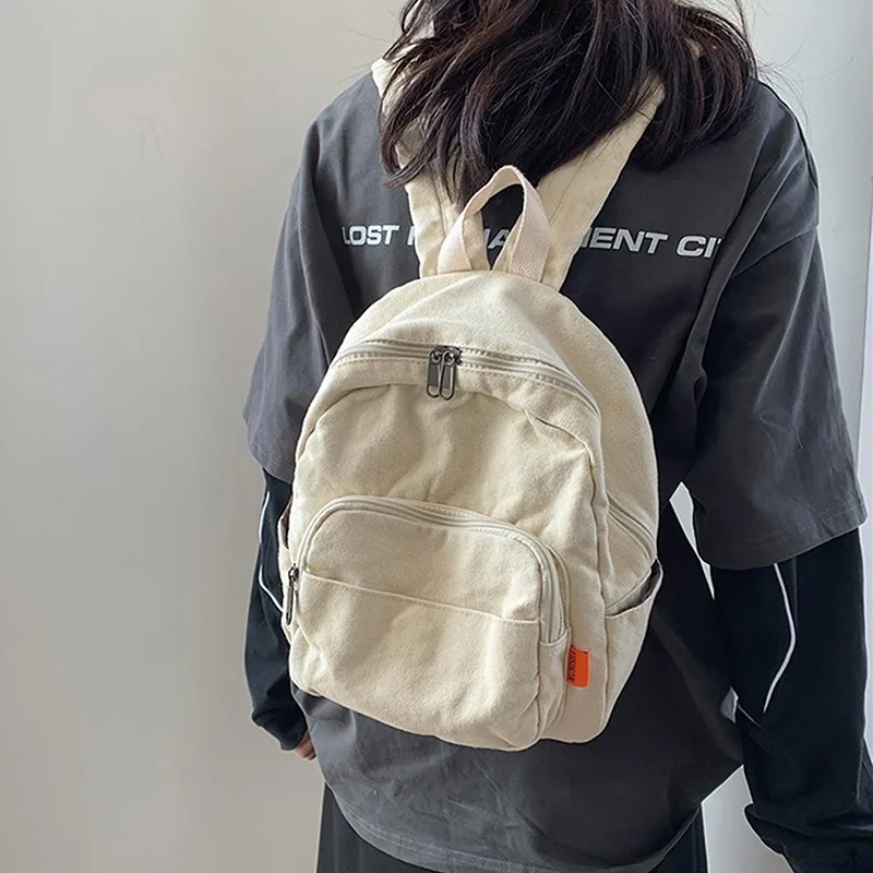 Canvas Women Small Backpack Vintage Feminina School Mini Backpack Women Bagpack Female Solid Girl Mochilas