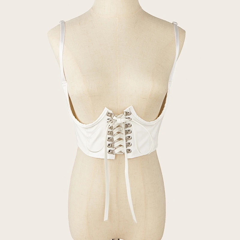 Push Up Underbust Corset Top พร้อมสายรัดเข็มขัดเอว Punk หนังเข็มขัด Clubwear สวมใส่