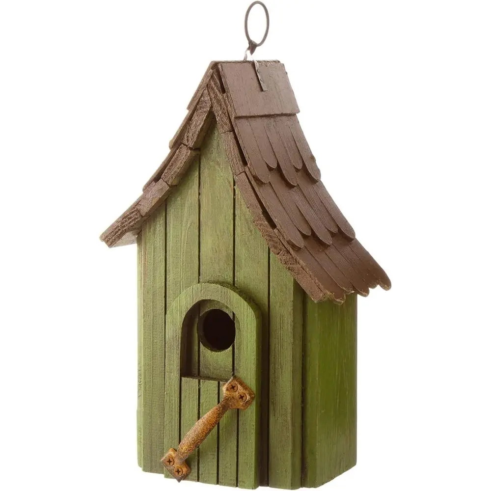 

Hand Painted Garden Wooden Bird House with Single Roo Hanging Bird House or Outside