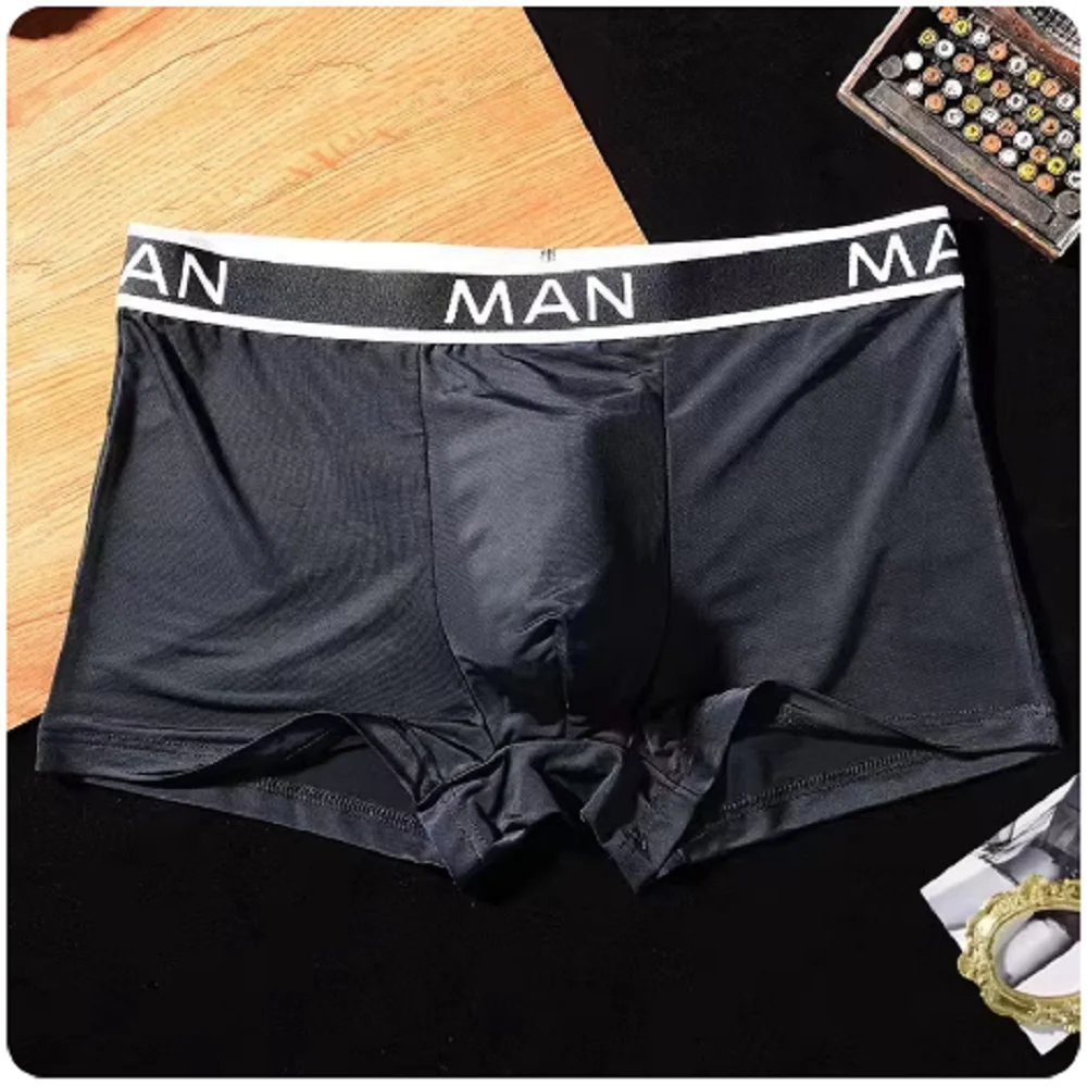 3 PCS Men's Boxers Shorts Unerwear Summer Ice Silk Smooth Cool Ventilate Fashion Fitness Sports 3 Black 2XL TO 3XL