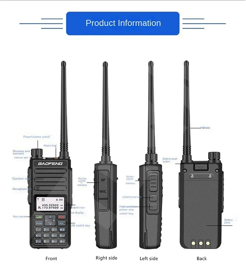 

Baofeng DR-1801 Digital DMR Walkie Talkie, Tier 2 Dual Time Slot UV Dual Band 5W 2200mAh Two Way Radio, for Outdoor Construction