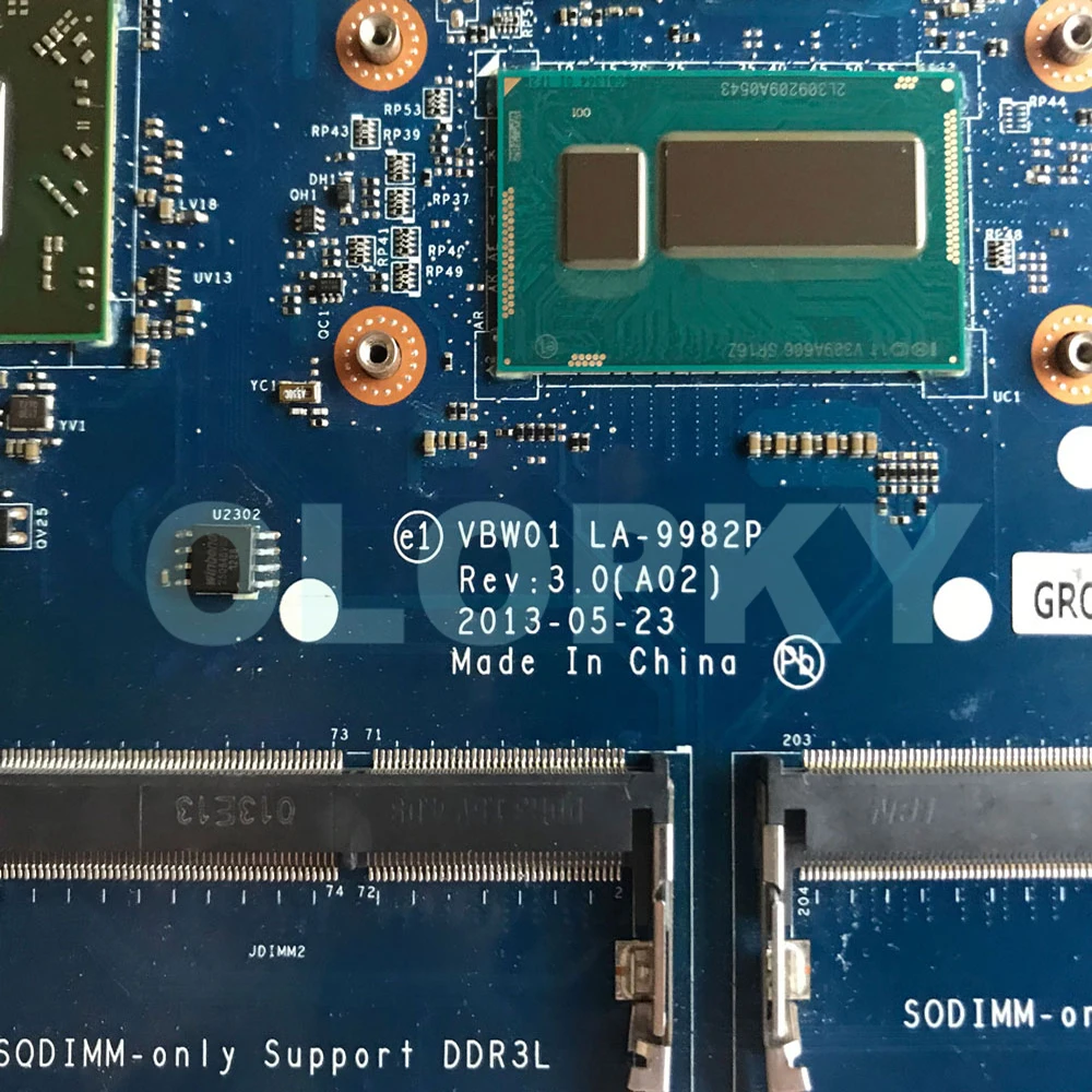 

VBW01 LA-9982P mainboard For Dell Inspiron 15R 5537 3537 Laptop Motherboard With i3 i5 i7 CPU DRR3