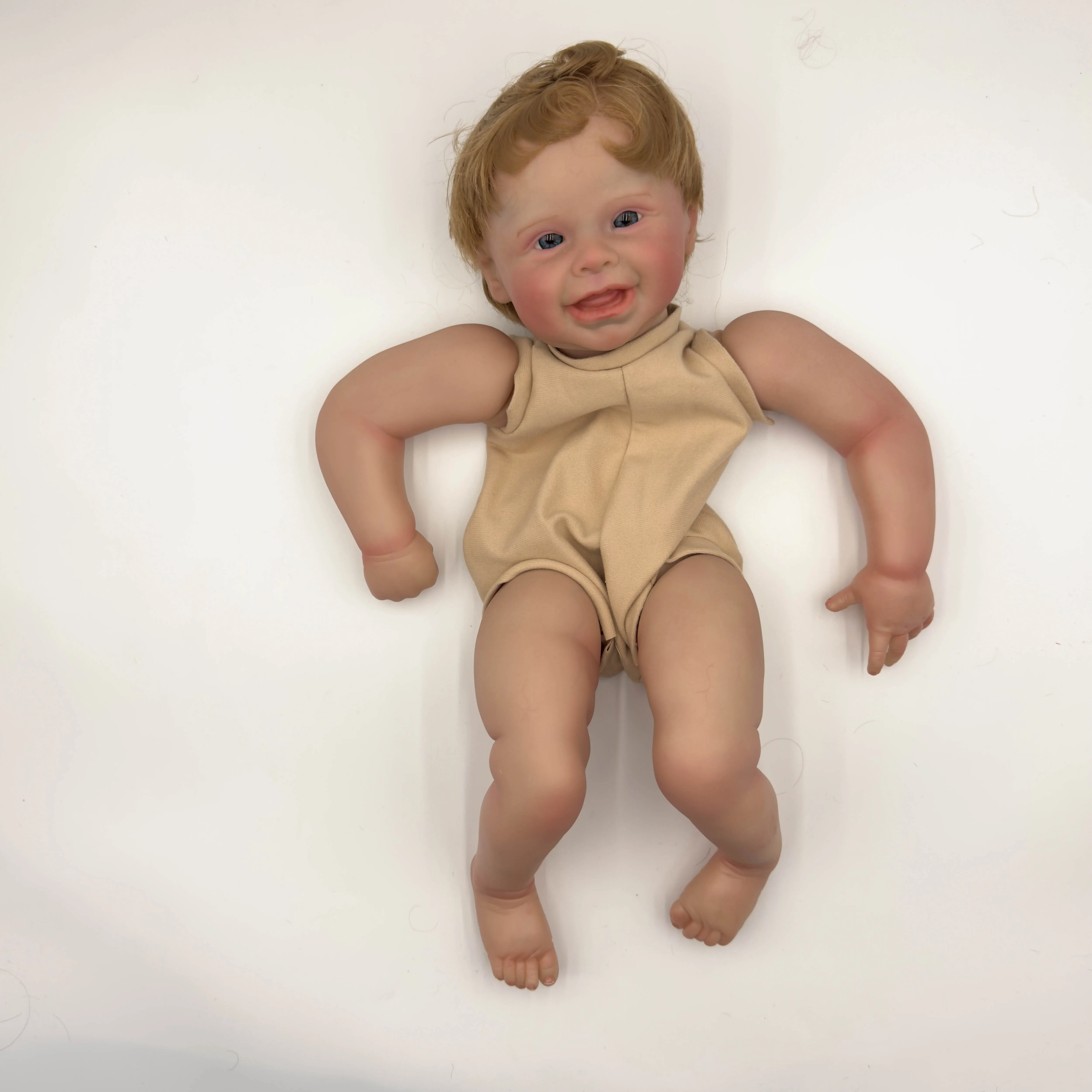 

NPK 19inch Lifelike Reborn Doll Kit Harper Painted Unfinished Doll Parts with Hand Rooted Hair for Collectors