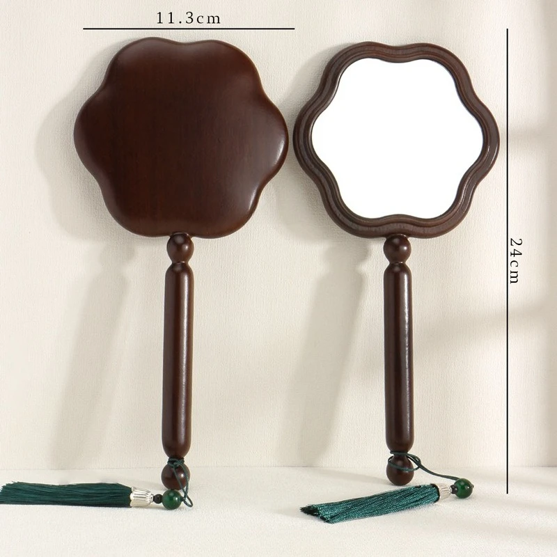 

Зеркало с ручкой из сандалового дерева, ручное зеркало для макияжа в стиле ретро, женские подарки, сувениры для салона красоты, портативное ручное зеркало