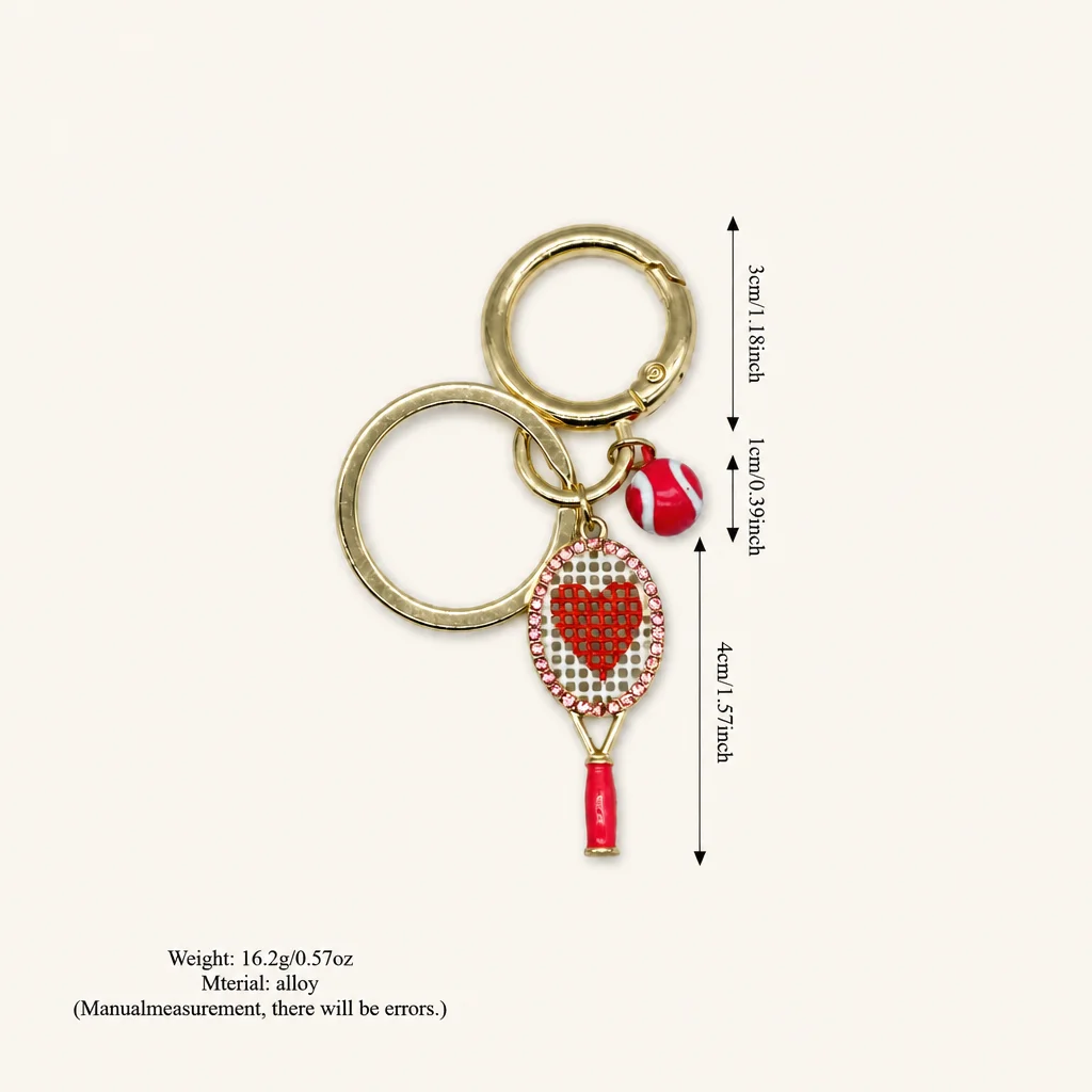 Neuer Sweet Love Tennisschläger mit Perlen- und Diamantbesatz DIY Schlüsselanhänger Schmuck – Detail 5