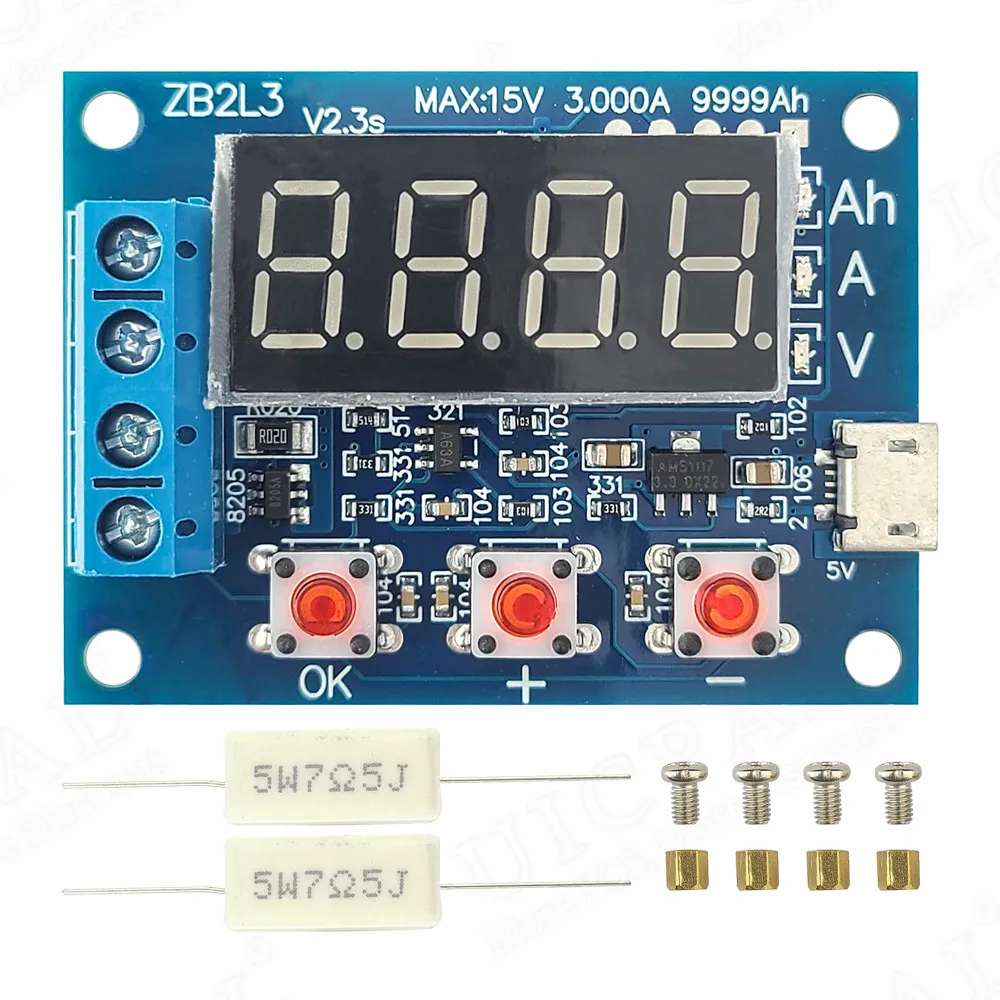 ZB2L3 Battery Capacity Tester Module LED Digital Display 18650 Lithium Battery Power Supply 1.2V-12V Test Resistance External