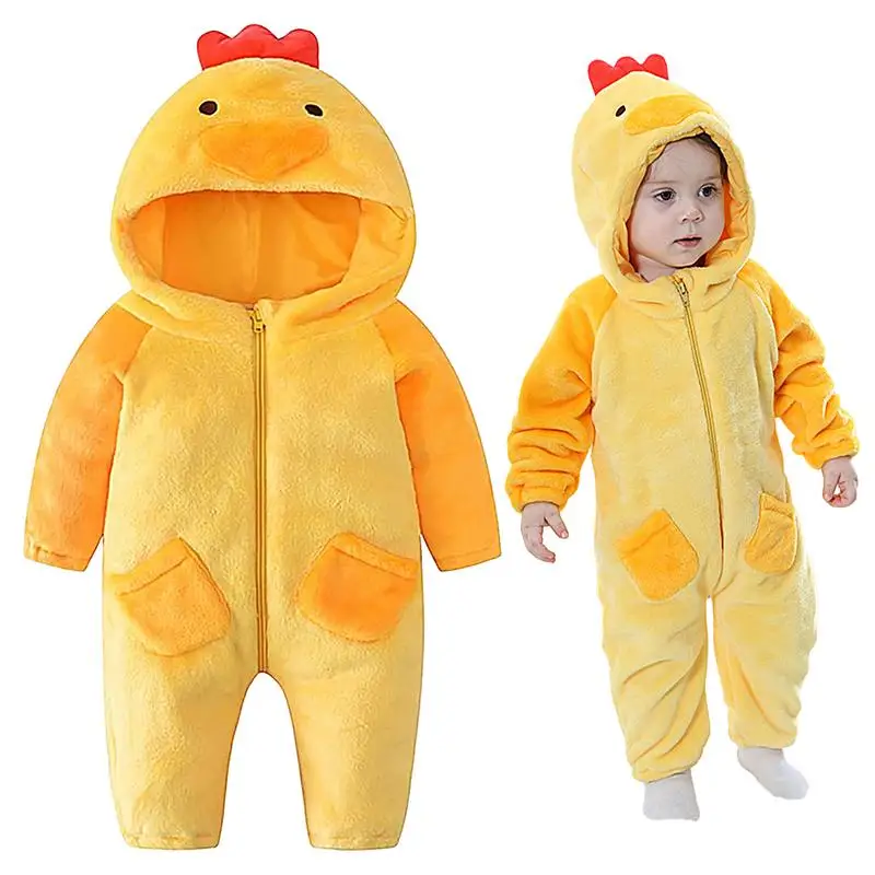 

Kids Chicken Onesie winter Children Animal Cartoon Hooded Zippered Costume Breathable Elastic Rompers for Party Indoor Wear