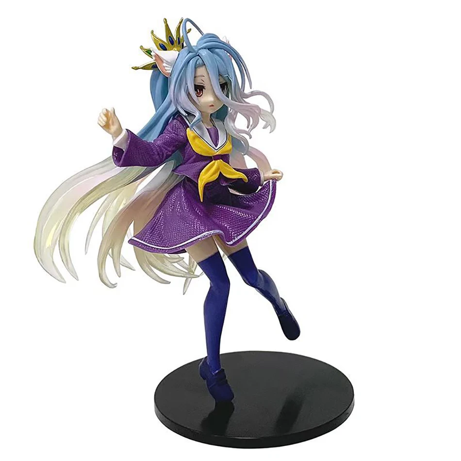 18,5 cm No Game No Life Shiro Yuu Kamiya obras de arte juguetes para niñas Anime japonés PVC figura de acción juguete juego muñeca coleccionable en miniatura