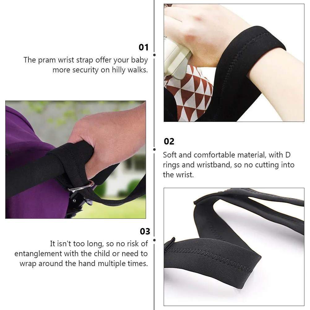 1Pcs Baby Stroller Safety Strap Eco-Material Wristband with D-Rings Secure Control on Slopes Prevents Entanglement Lightweight