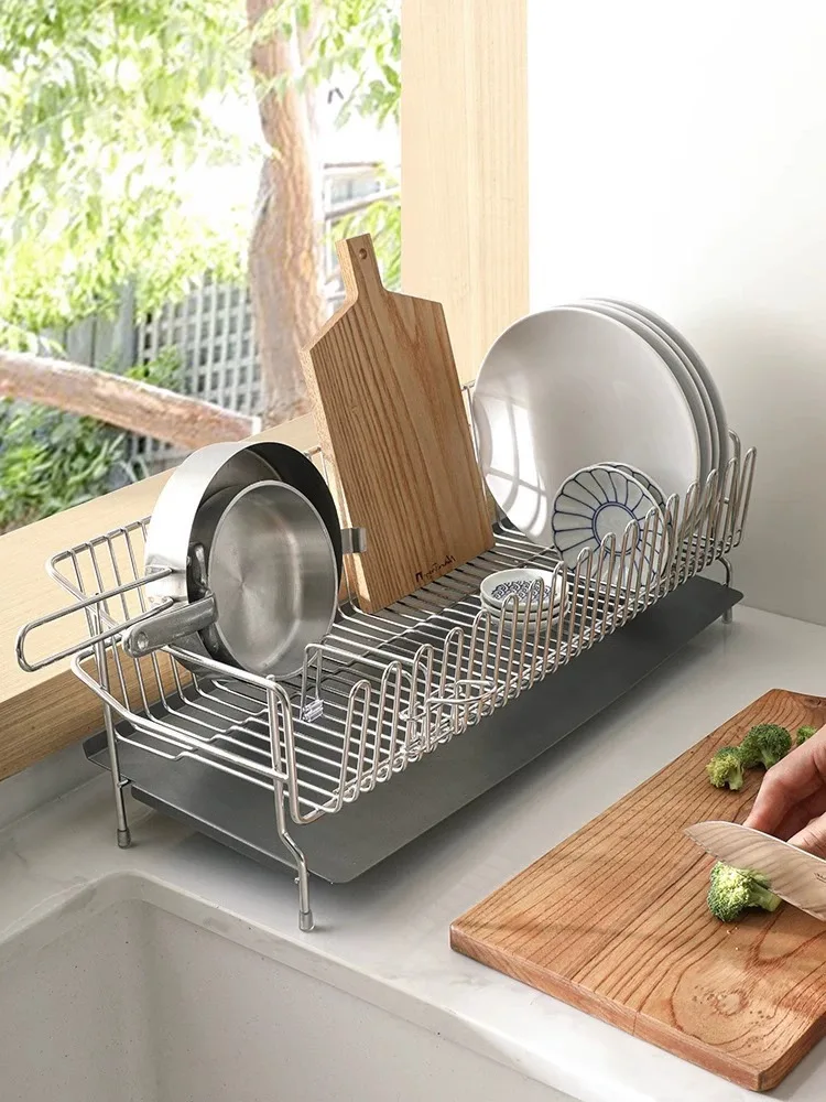 Kitchen Drain Rack 304 Stainless Steel Dish Storage Sink Drain Basket Chopsticks Storage Rack