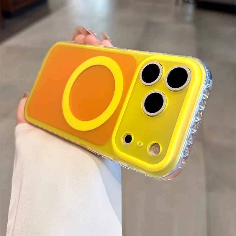 Luxuriöse Laser-Aurora-Gradienten-Handyhülle für Magsafe für iPhone 18 15 16 17 Pro Max, magnetische kabellose Ladehülle mit hartschalenförmigem Bumper.