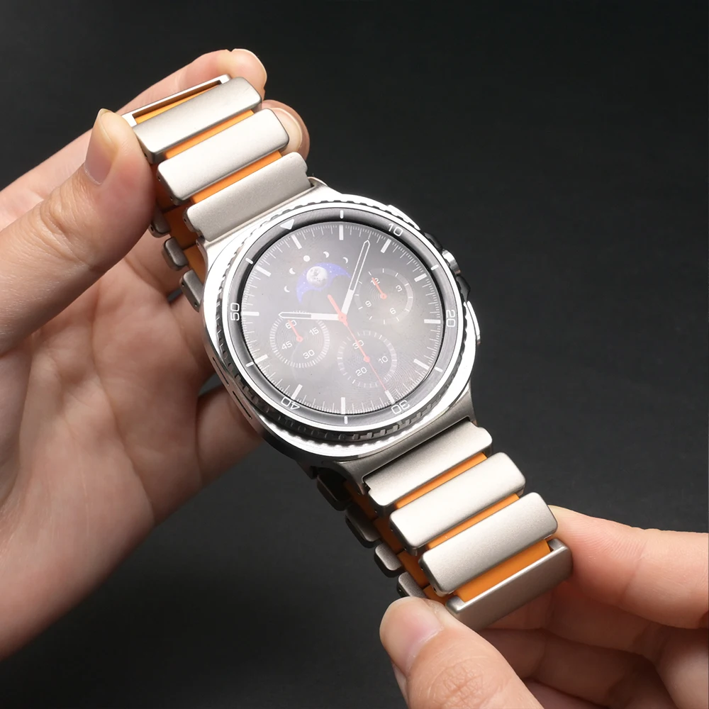 حزام معصم من التيتانيوم لساعة سامسونج جالاكسي 8 الكلاسيكية 46 مللي متر 8 44 مللي متر 40 مللي متر حزام ساعة فاخر لساعة جالاكسي الترا 2025 47 مللي متر 2024